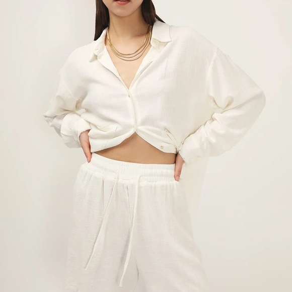 STORETS MALEAH RAW HEM LINEN SHIRT - Picture 2 of 11